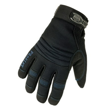Ergodyne Large Black ProFlex 817 Thinsulate Lined Cold Weather Gloves With Woven Elastic Cuffs, Padded Back, Neoprene Knuckle Pad, Double Reinforced Amara Palm And Terry Thumb Brow Wipe