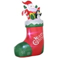 thumbnail image 2 of Outsunny 5ft Christmas Inflatables Outdoor Decorations Santa and Penguin Standing in Sock with Candy Cane Gift Box, Blow-Up LED Yard Christmas Decor, 2 of 9