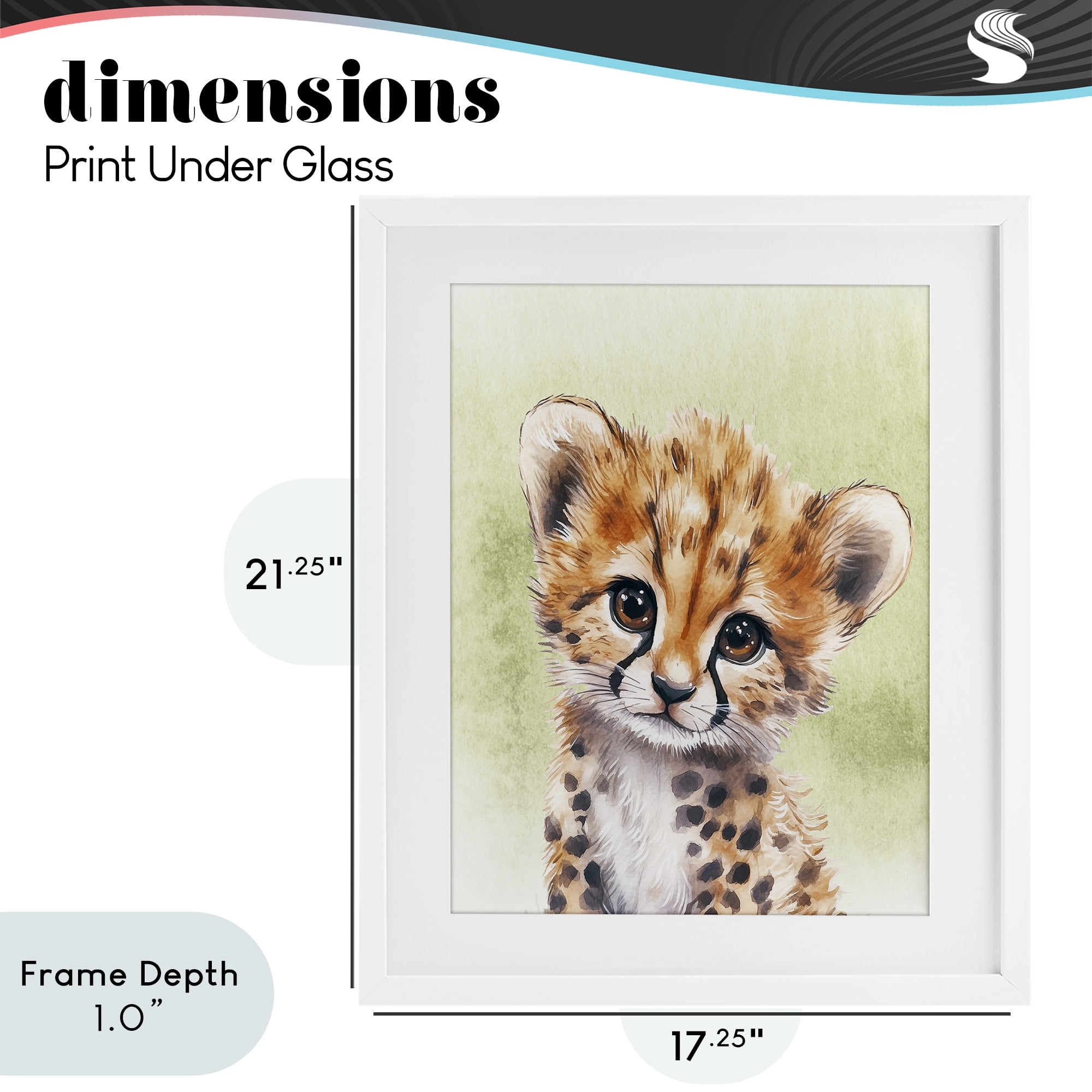 Stupell Industries Jungle Friends Baby Cheetah White Framed Print Under Glass, design by Christine Simpson Art
