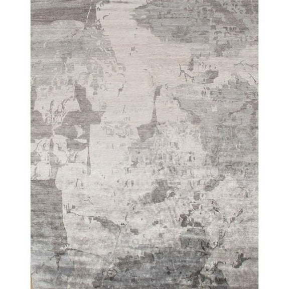 Pasargad Home Modern 71" x 106" Viscose Silk Fabric Area Rug in Gray
