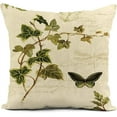 thumbnail image 4 of Set of 4 Linen Throw Pillow Covers 18x18 Inch Green Botanical Ferns and Dragonfly Ivies Ivy Leaf Leaves Home Decor Pillowcase Square Cushion Cover for Sofa Bed Couch, 4 of 6