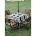 thumbnail image 4 of Outdoor Tablecloth with Umbrella Hole for Patio/Picnic/Party/Camping, Navy Blue Gray Striped Waterproof Table Cloth Square Cover Washable, Farmhouse Stripes Modern Abstract Art (54"x 54"), 4 of 8
