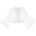 thumbnail image 2 of BODOAO Women's Bolero Shrug Cardigan Open Front Cover Up Chiffon Sheer 3/4 Sleeve Kimono Women's Solid Color Flared Sleeve Chiffon Cardigan Small Shoulder Top White M, 2 of 8