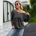 thumbnail image 4 of Camiseta de manga larga con cuello inclinado estampado casual suelto de moda para mujer Fridja  ghj987+815, 4 of 6