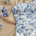 thumbnail image 3 of MORTTIC Women's Boho Floral Mini Spaghetti Strap Ruched Sundress with Ruffle Hem for Beach & Vacation Sky Blue，XS, 3 of 6