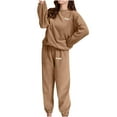 thumbnail image 4 of AOOCHASLIY Sweat Suits for Women Jogging Suits Fashion Solid Color Sets Wear Lounge Wear Set Sweatshirt Home Set Tops+Pants, 4 of 5