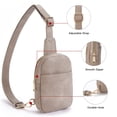 thumbnail image 4 of Bolso tipo bandolera Telena pequeño de cuero gris para llevar en el pecho, 4 of 7