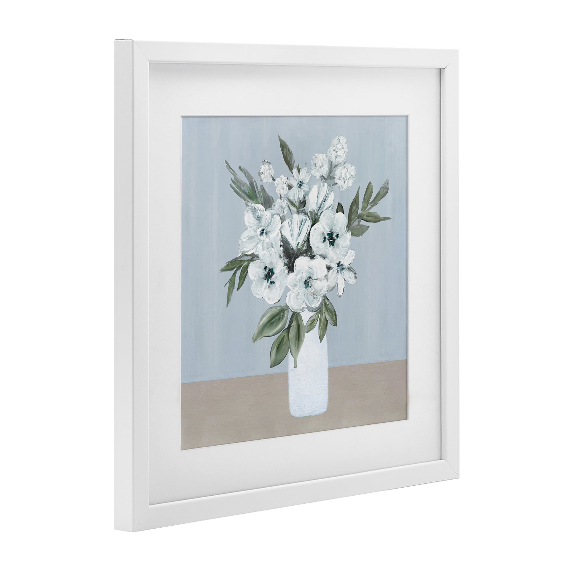 Stupell Industries Cerulean & White Blooms White Framed Print Under Glass, design by Marilyn Dunlap