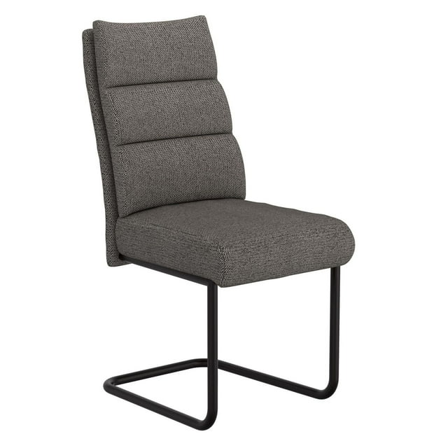 Moderne Tissu et Métal Chaise, Jeu de 2 - Charbon et Noir