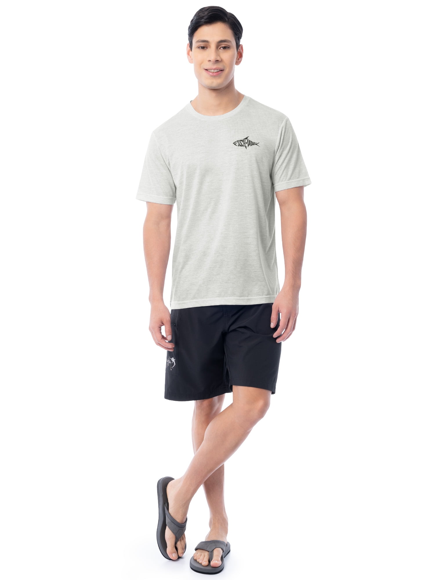 Fish N Vibe Men's Short Sleeve Fishing Performance Outdoor Graphic T-Shirt, Micro Chip Cationic, M