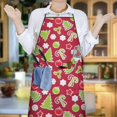 thumbnail image 5 of Red Christmas Decoration Pattern Apron-Garden Aprons for Women with Pockets-Cotton Linen Waterproof Kitchen Cooking Gardening Aprons Adjustable for Kitchen,Cooking,BBQ and Salon 33"x27", 5 of 7
