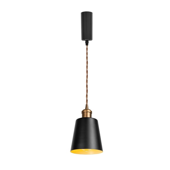 KAYYELAMP Copper Base H-Type Track Pendant Light E26 Base 39.3 Inches Adjusted Cord Black Metal Shade Vintage Design Tracking Lamp for Kitchen Loft Cafe Home Office(No Bulb, Track)