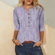 thumbnail image 2 of Tops de Algodón para las Mujeres Impreso Botón 3/4 Manga Suelta Tee, Suave Casual 3/4 Manga Superior, 2 of 4