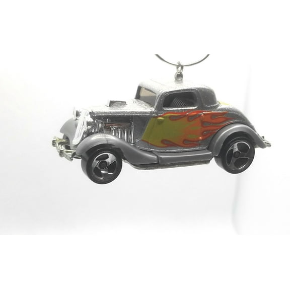 Christmas Ornament for 1934 Ford 3-Window Coupe Silver with Flames