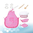 thumbnail image 4 of Kit de juego de rol para niños, disfraz de cocina, delantal impermeable, gorro, cortadores de cocina y herramientas de repostería (color rosa), 4 of 8
