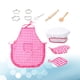 thumbnail image 4 of Kit de juego de rol para niños, disfraz de cocina, delantal impermeable, gorro, cortadores de cocina y herramientas de repostería (color rosa), 4 of 8