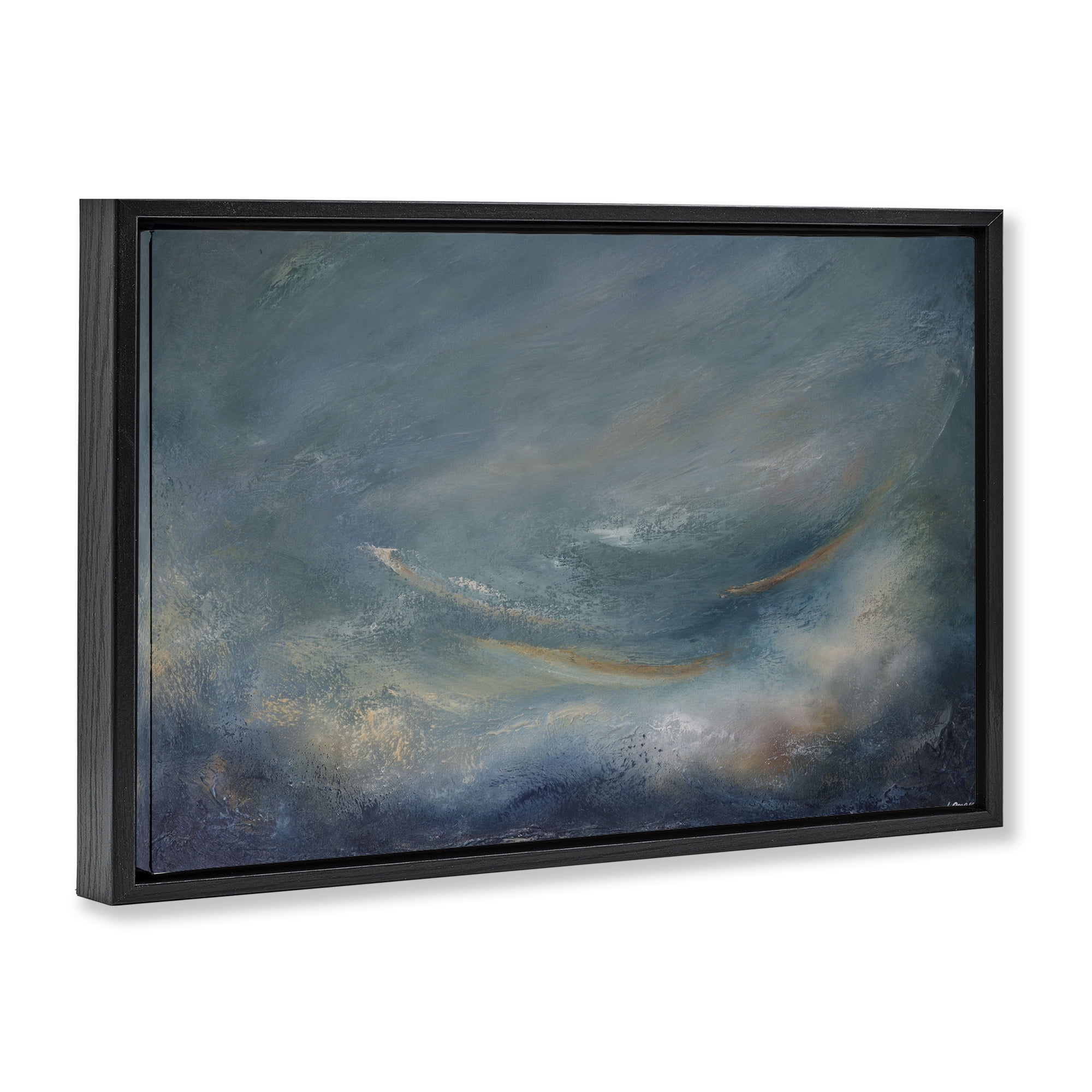 Stupell Industries Dark Storm Clouds Abstract Abstract Painting Black Floater Framed Canvas Art Print Wall Art, 31 x 21