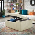 thumbnail image 4 of Weston Home Boucle Fabric Storage Ottoman with Side Table and Casters in Ivory, 4 of 11