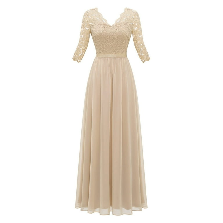 Gubotare Bride Groom Mother Dresses Lace Appliques Mother of the Bride Dress  3/4 Sleeves A line Tea Length Chiffon Formal Wedding Party Prom Gowns for  Women,Beige XL - Walmart.com