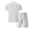 thumbnail image 3 of JAJAHO Mens Short Set Summer 2 Piece Outfits Casual Solid Color Jacquard Quarter Zip Lapel Short Sleeve T Shirts Shorts Set Comfortable Lightweight Soft Outfit, 3 of 4