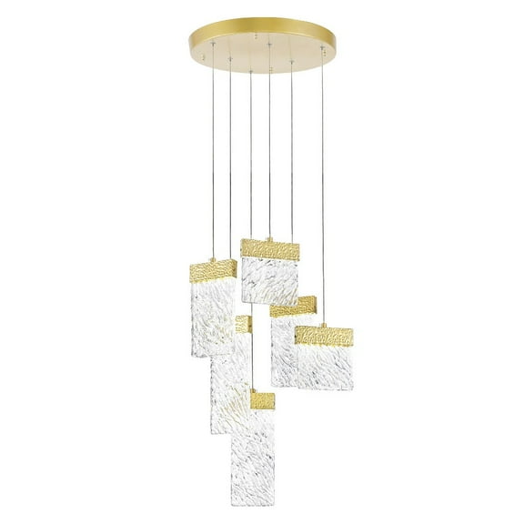 CWI Lighting Carolina Contemporary Metal LED Chandelier in Gold Leaf