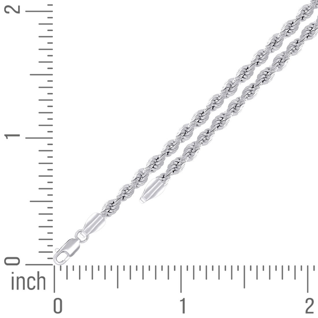 925 Sterling Silver Hollow Rope Chain Rhodium 3mm Bracelet 7 Inch Link Bracelet for Women and Men
