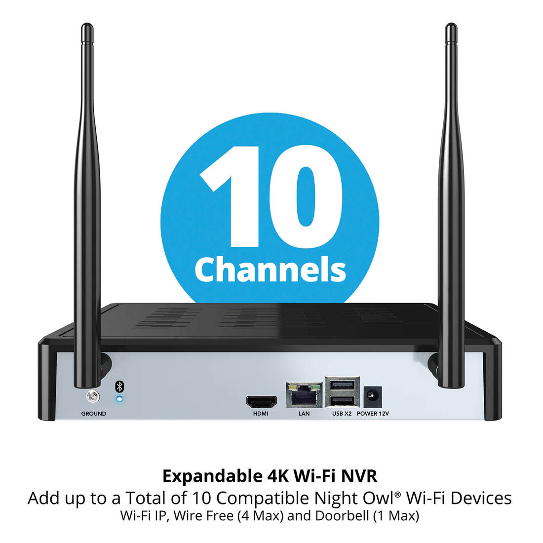 Night Owl 10 Channel 4K Wi-Fi NVR Security System with 2TB Hard Drive and 8 Wi-Fi IP 4K Deterrence Cameras with 2-Way Audio