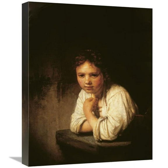 22 in. Girl at Window Art Print - Rembrandt Van Rijn