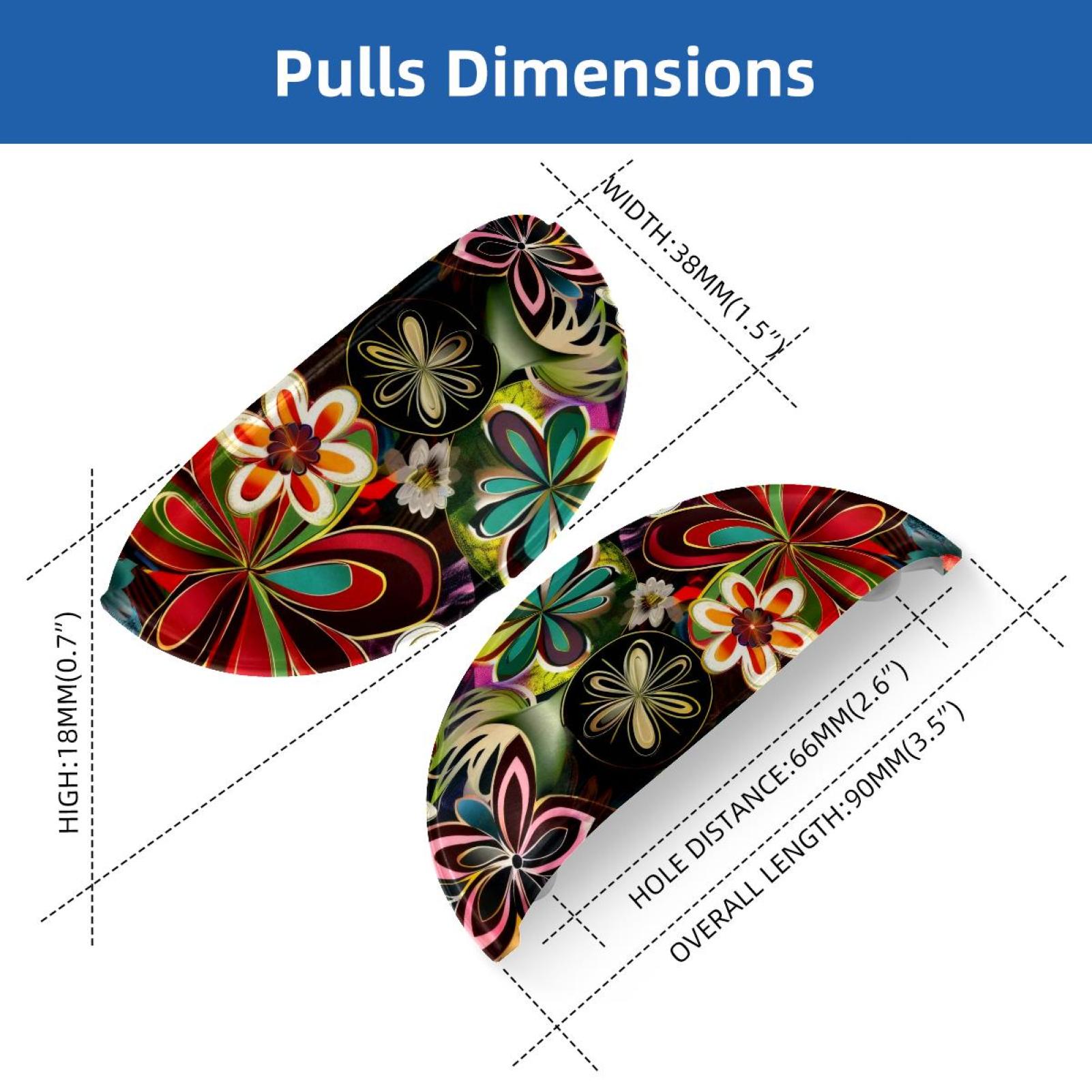 PhooArto 6 Pcs Cup Drawer Pulls, Abstract Floral Colorful Flowers Shell Shape Handles Cabinet Knobs for Dresser Cupboard Closet Wardrobe with Screws