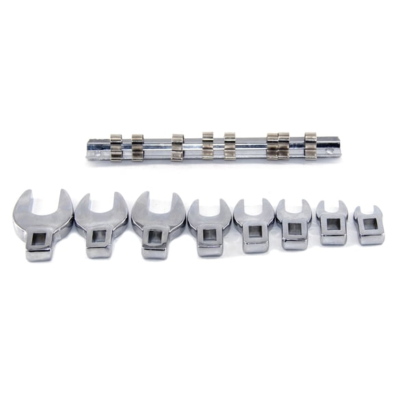 3/8” Drive Crowfoot Wrench Set with Clip Fully Polished Metric Tool 10mm 11mm 13mm 14mm 16mm 18mm 19mm 22mm