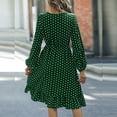 thumbnail image 4 of Summer Saving Wycnly Dresses for Women 2024 Fall Fashion Elastic Waist Loose Flowy Ruffle Swing A Line Midi Dresses Polka Dot Print Long Sleeve V-Neck Knee-Length Formal Dresses for Women Green XL, 4 of 7