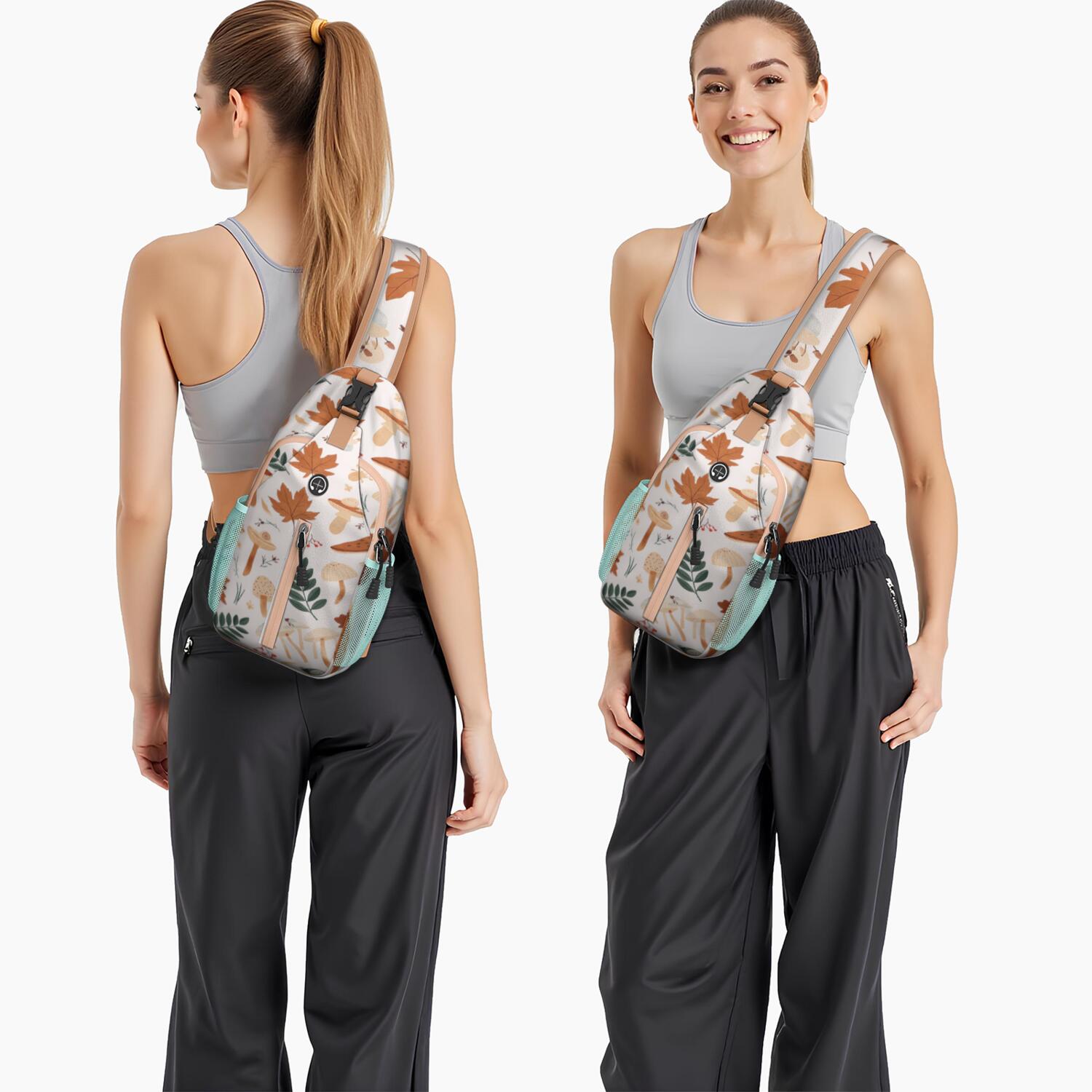 Chest Bag Crossbody Shoulder Bag Crossbody Shoulder BagTravel Sling Bag for Men Women Travelers Mushroom