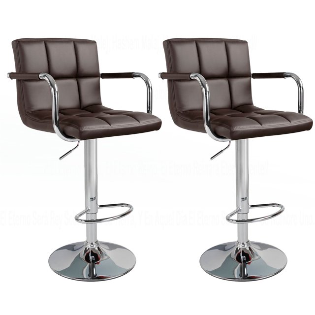 Bronte Living Leatherette Bar Stool 360 Swivel High Backrest Adjustable Height Base with Hard Floor Protection Plastic - Series Grace - Set of 2