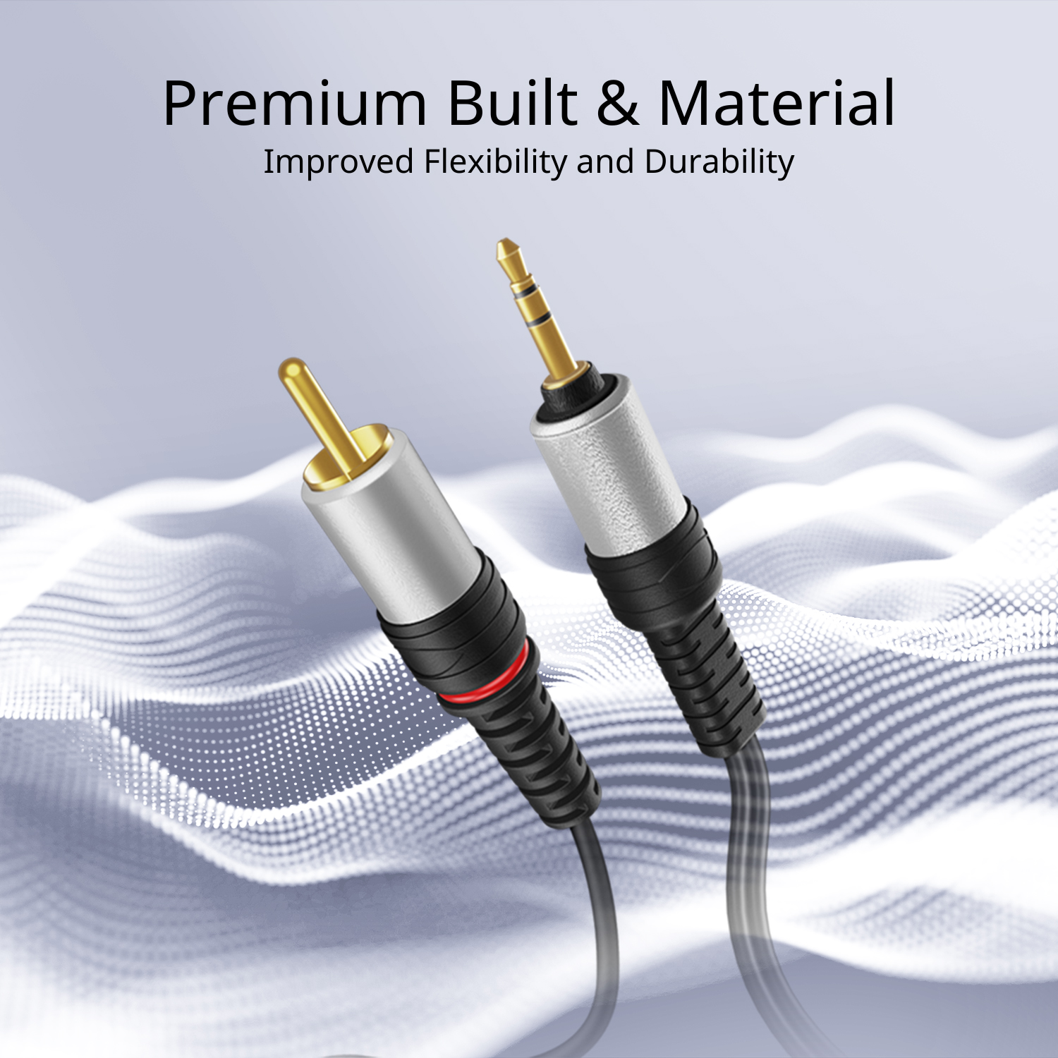Gold Plated 3.5mm to RCA Audio Cable (10 Feet) Bi-Directional Male to Male Converter AUX Auxiliary Headphone Jack Plug Y Adapter Splitter to Left / Right Stereo 2RCA Connector Wire Cord - image 3 of 6