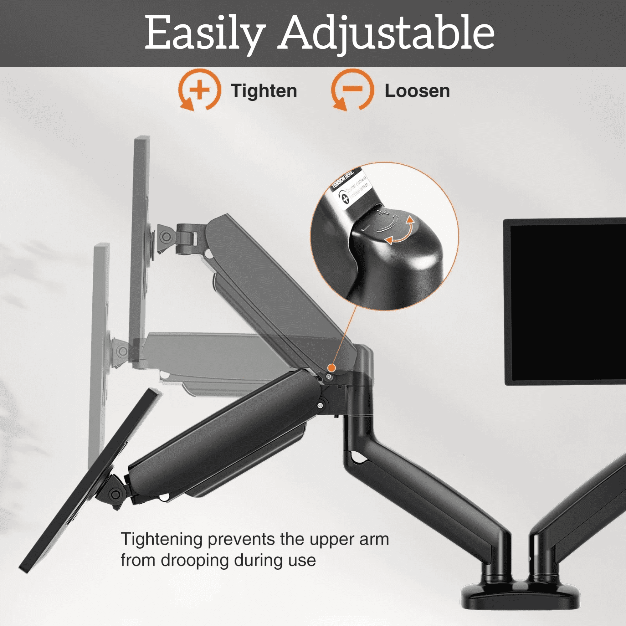 LIFERECORD Dual Monitor Stand for 13-32 Inch Screens, Gas Spring Monitor Arm with Adjustable Height, Tilt, Swivel, VESA Mount for Home Office Desk