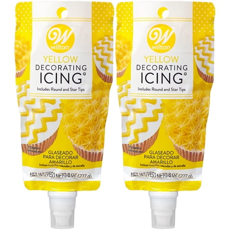 Wilton Yellow Icing Pouch with Tips, 8oz (2-Pack)