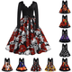 thumbnail image 2 of Vestido vintage de manga larga para mujer, para Navidad, años 50 y 60, para ama de casa, fiesta de noche, graduación, disfraces de Halloween, con lazo y vendaje, 2 of 5