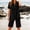 Black, variant on Women's Summer 2 Piece Linen Blend Outfit, Short Sleeve Button Top with Side Pockets Elastic Waist Shorts Casual Loungewear for Work Travel Daily Wear Blue XL