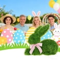 thumbnail image 5 of Easter Faux Grass Sitting Bunny Tabletop Decoration 15.5 Inch - Spring Rabbit Decor with Green Grass Texture and Striped Bow for Entryway Porch Table Display Indoor Outdoor, 5 of 6