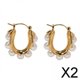 thumbnail image 1 of Par de Aretes de Joyería de Moda Lujo Ligero Premium Elegante Yinane Diseño de Tendencia Vintage en Forma de U 2 piezas, 1 of 8