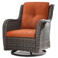 thumbnail image 2 of MeetLeisure 1 Pieces Outdoor Patio Furniture Wicker Swivel Chair with Cushions for Backyard, Orange, 2 of 6