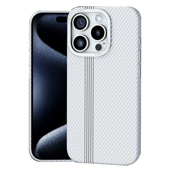 Case for iPhone 15/15 Plus/15 Pro/15 Pro Max, Carbon Fiber Texture Phone Case, Support Wireless Charging Magnetic Shockproof Cover