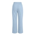 thumbnail image 6 of Vynhevius Women Straight Leg Pants Solid Drawstring Waist Side Slit Pockets Casual Trousers, 6 of 8