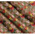 thumbnail image 3 of Soimoi Brown Cotton Poplin Fabric Leaves,Insect & Poppy Watercolor Decor Fabric Printed BTY 42 Inch Wide, 3 of 7