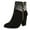 Black, variant on Fesfesfes Cowgirl Boots for Teen Girls Warm Solid Retro Zipper High Heel Round Toe Heel Boots Shoes 6(37)