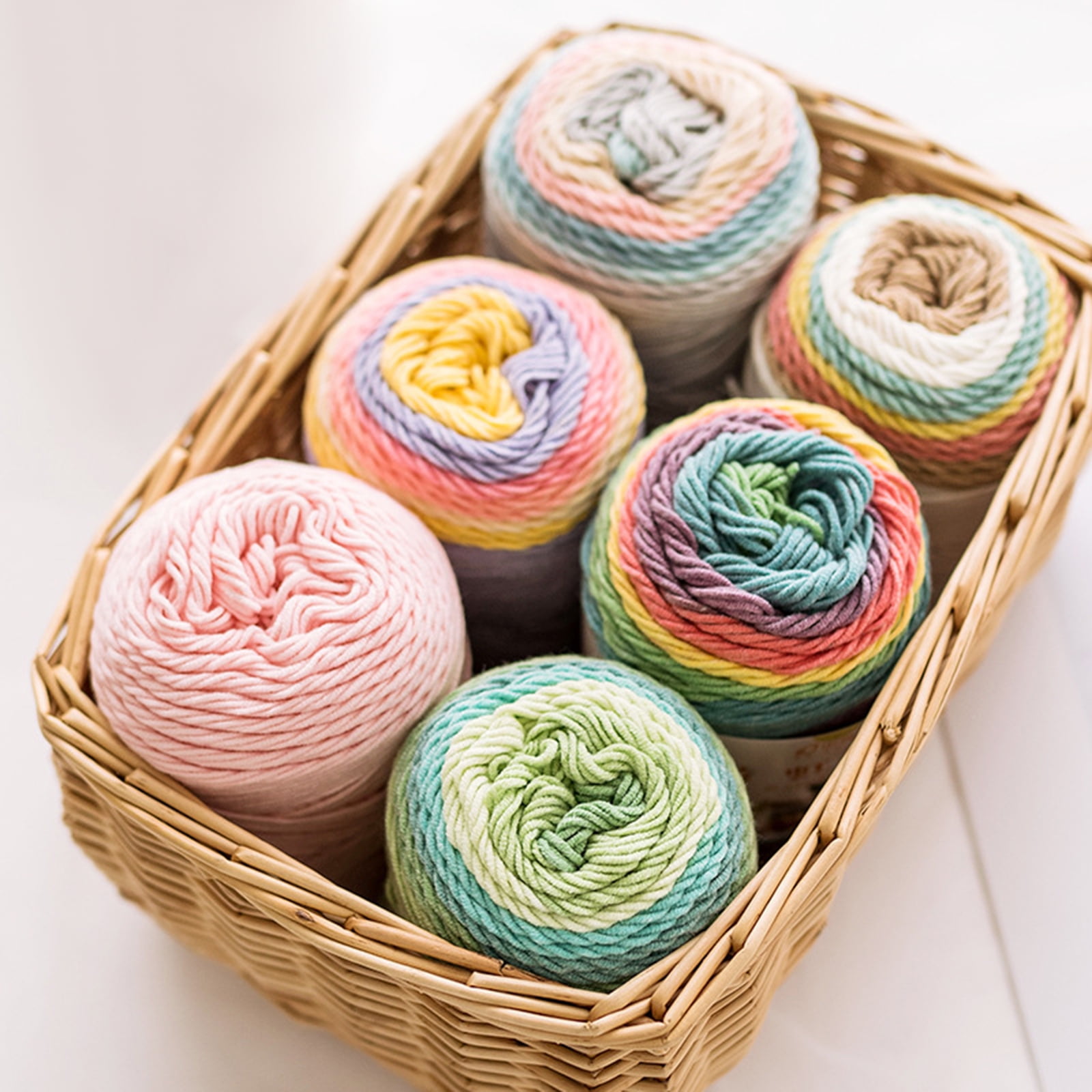 (Model 18# single roll 193 meters) 5 strands of rainbow cotton handmade diy knitted wool milk cotton scarf pillow blanket material wool ball, it is recommended to sell 4 rolls in combination
