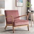 thumbnail image 2 of Xukmct Upholstered Velvet Accent Chair with Wood Frame, Mid Century Modern Fabric Armchair for Living Room, Bedroom, Office, Rose Red, 2 of 7