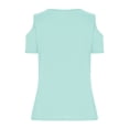 thumbnail image 4 of Timegard Womens Cold Shoulder Tops Short Sleeve V Neck Solid Color Shirts Loose Fitted Basic Tunic, 4 of 5