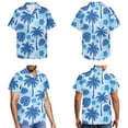 thumbnail image 3 of Jiueut Blue Monstera Palm Tree Plumeria Flower Pattern Matching Couple Outfits Men's Cozy Aloha Shirt Women's Sleeveless Dress, Casual Husband Wife Clothes for Vacation Travel Luau Beach, 2XL, 3 of 5