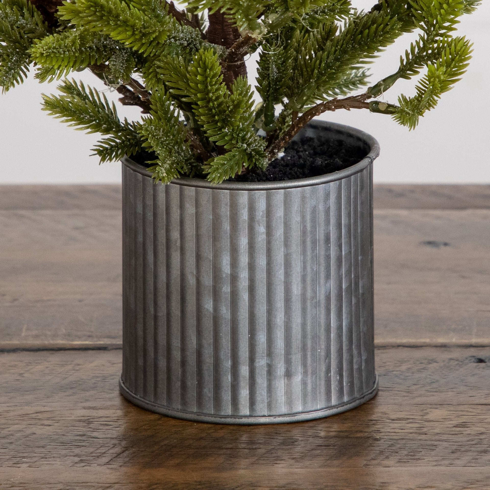 18in. Artificial Christmas Tree with Pinecones in Metal Tin Planter